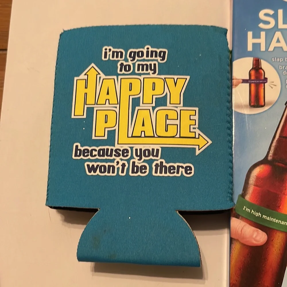 18 Drink slap bracelet tags. zip koozie.